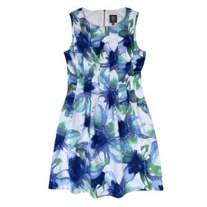 Vince Camuto Dress Womens‎ Size 10 Blue Floral Cottagecore Elegant Event Party